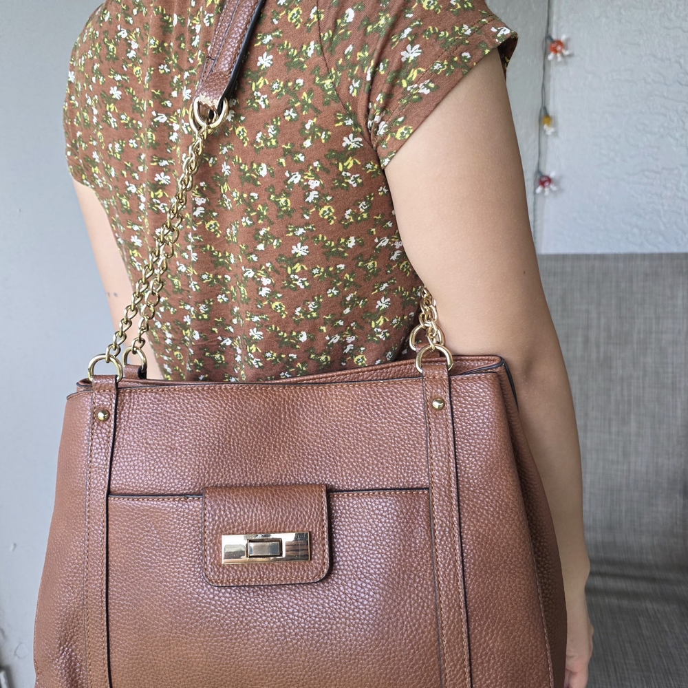 Steve Madden Brown Shoulder Bag with Gold Chain